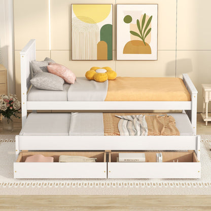 Platform bed with trundle and drawers by HouseOfZazla in white with gray bedding on Tampa Home & Garden Store
