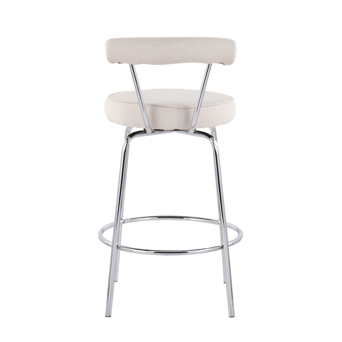 Contemporary counter stool set of 2 in beige fabric upholstery by HouseOfZazla with chrome legs on Tampa Home & Garden Store