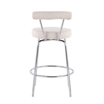 Contemporary counter stool set of 2 in beige fabric upholstery by HouseOfZazla with chrome legs on Tampa Home & Garden Store
