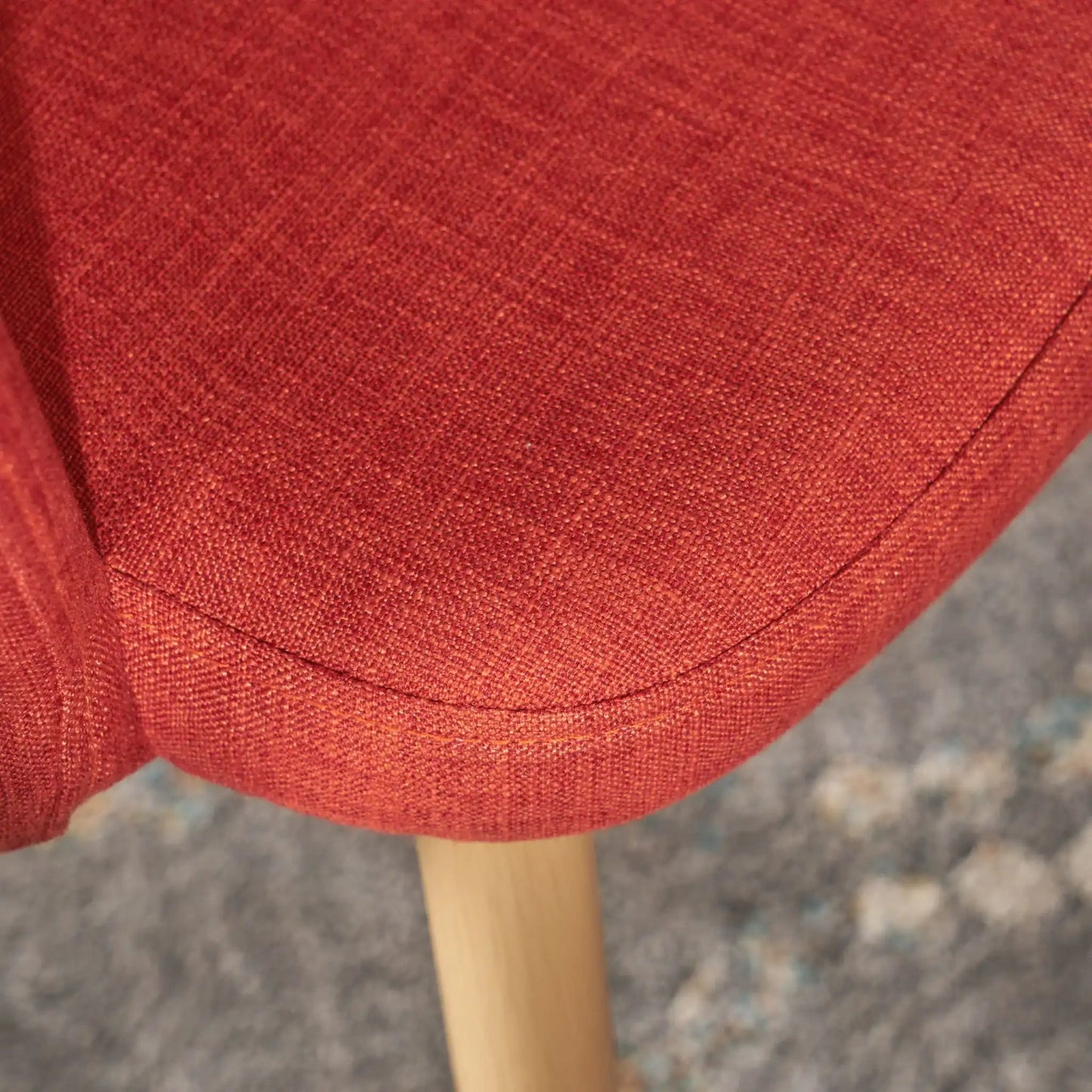 Elegant dining chair with contoured support, red textured upholstery and light-wood leg HouseOfZazla on Tampa Home & Garden Store