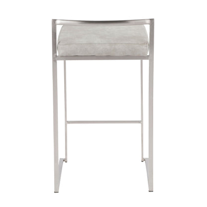 Contemporary Stackable Counter Stool with padded gray seat brushed metal frame HouseOfZazla on Tampa Home & Garden Store