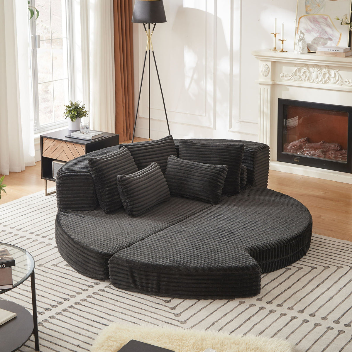 Semi Circular 2 in 1 Sofa Bed with Neck Pillow