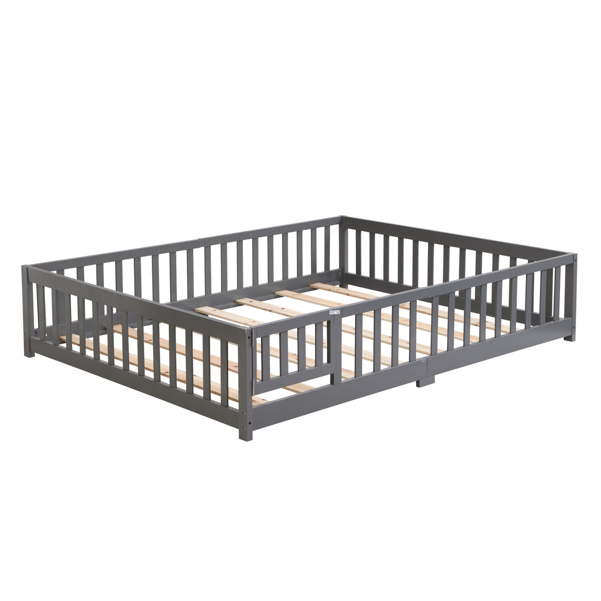 Platform bed frame gray with fenced sides for children by HouseOfZazla on Tampa Home & Garden Store