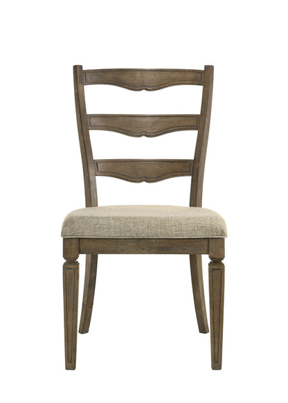 Parfield Weathered Side Chair Set in oak finish with padded beige seat on Tampa Home & Garden Store