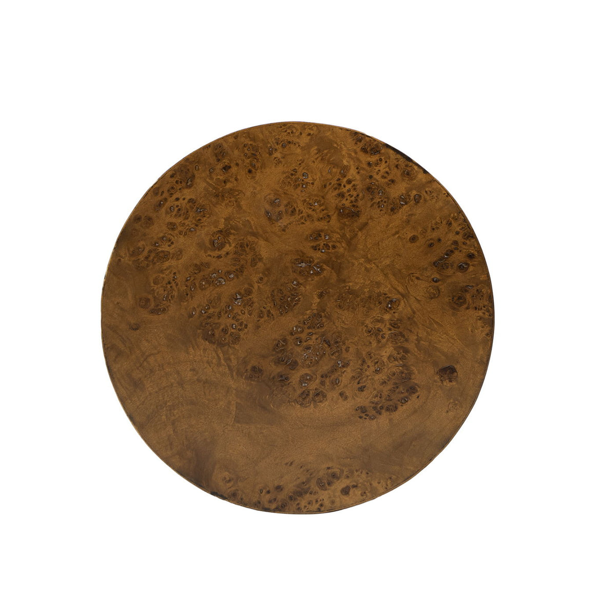Nebula Accent Pillar Side Table with Burl Wood Veneer round top in dark brown on Tampa Home & Garden Store