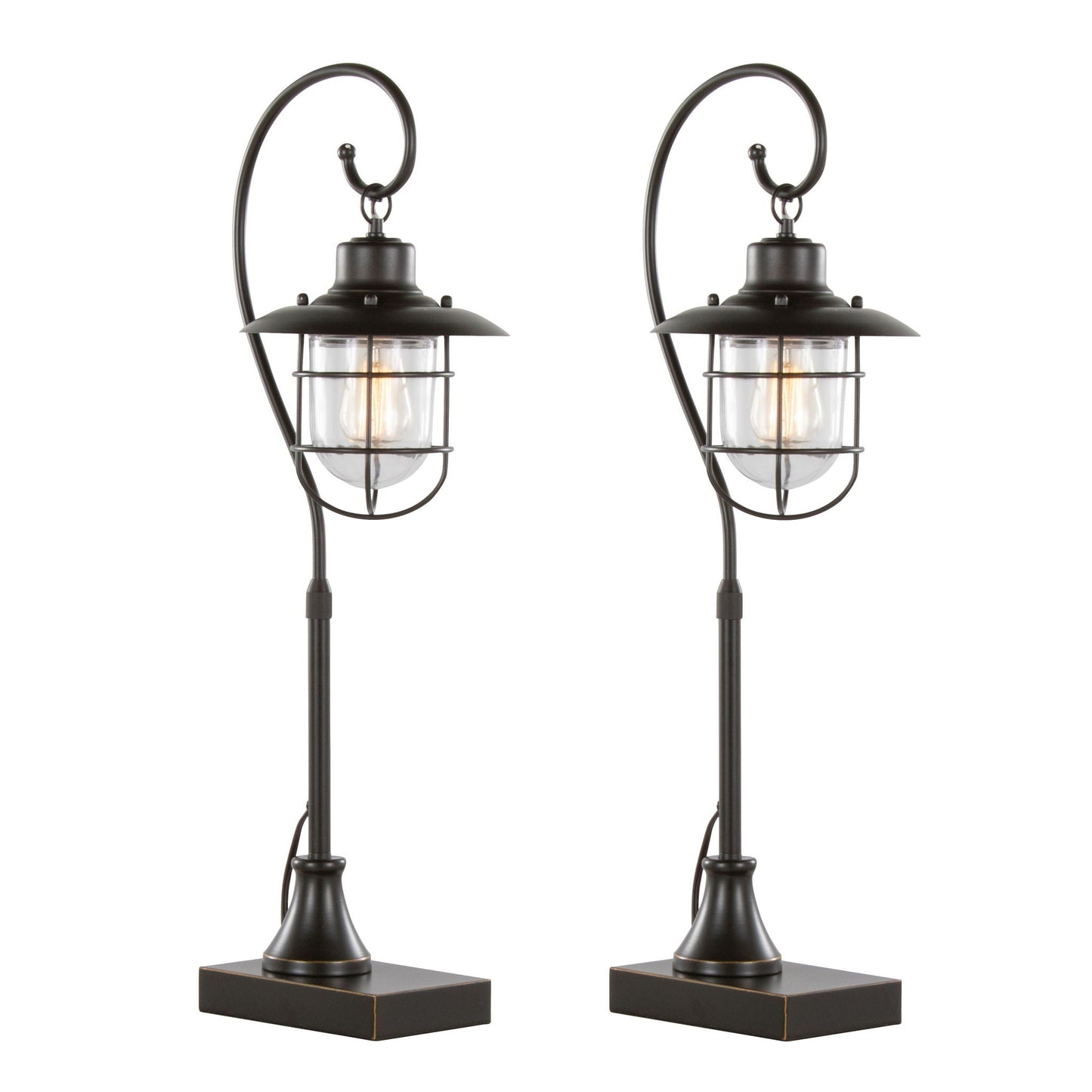 Landen contemporary task lamp set oil rubbed bronze with clear glass 2 lamps HouseOfZazla on Tampa Home & Garden Store