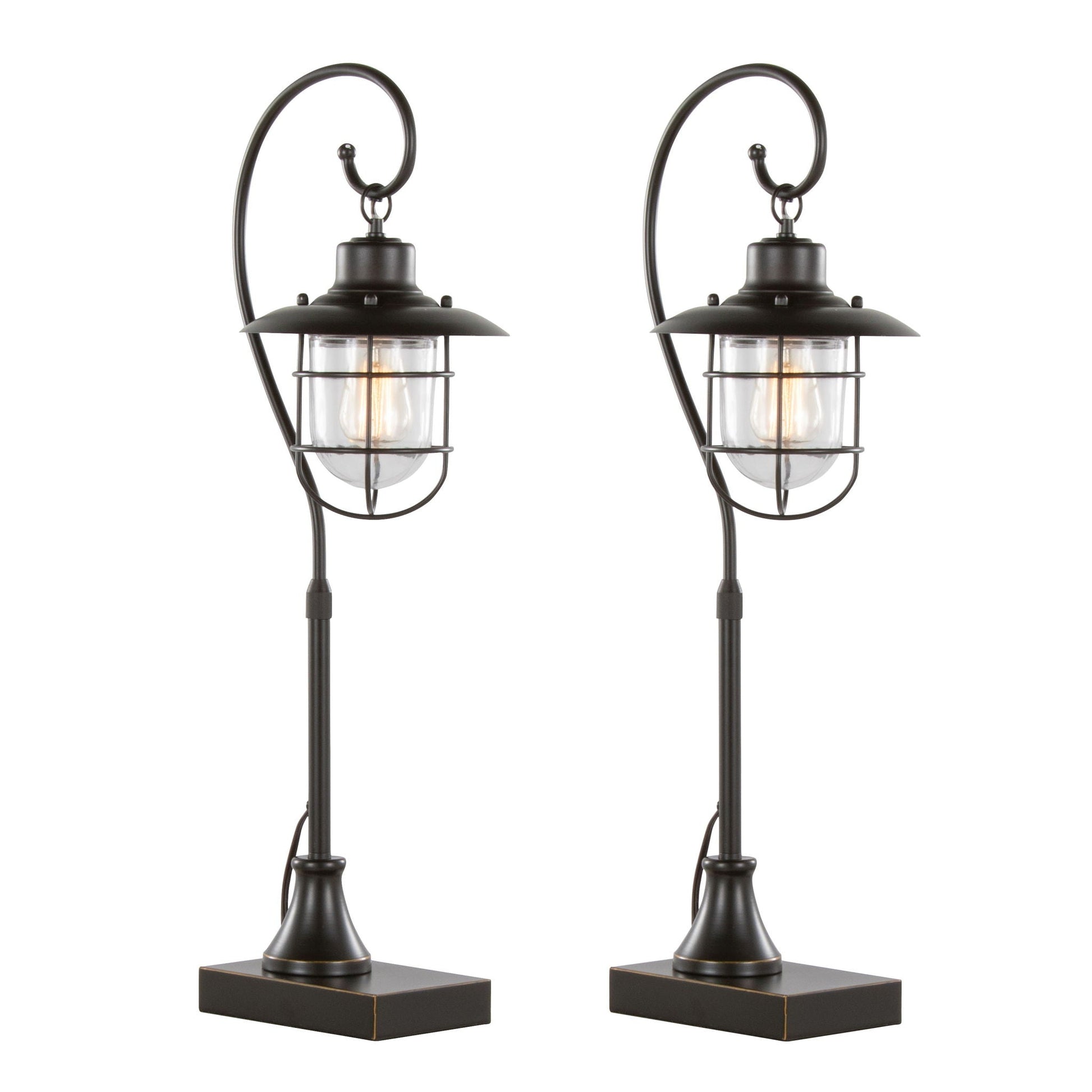 Landen contemporary task lamp set oil rubbed bronze with clear glass 2 lamps HouseOfZazla on Tampa Home & Garden Store