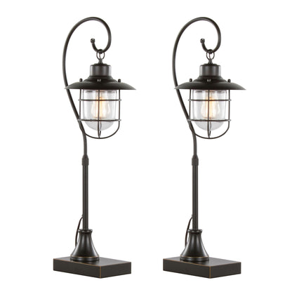 Landen contemporary task lamp set oil rubbed bronze with clear glass 2 lamps HouseOfZazla on Tampa Home & Garden Store