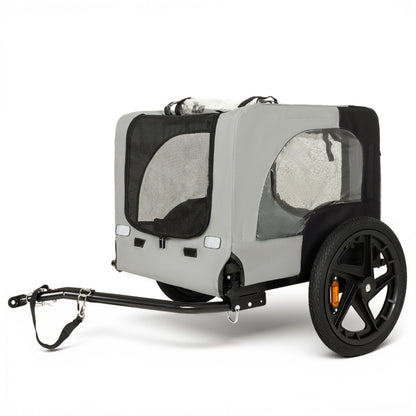 Outdoor heavy-duty collapsible pet bike trailer by HouseOfZazla, gray fabric, 16-inch wheels on Tampa Home & Garden Store