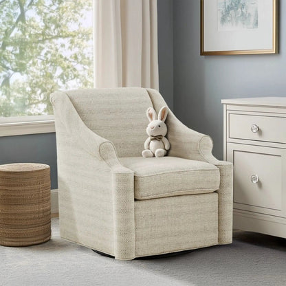 Justin Swivel Glider Chair Tan by Unique Piece Furniture textured fabric and 360° rotation on Tampa Home & Garden Store