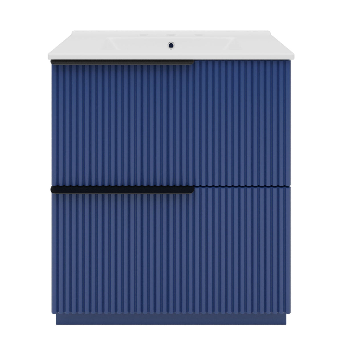 Fluted bathroom vanity and ceramic sink unit blue cabinet white sink top HouseOfZazla on Tampa Home & Garden Store