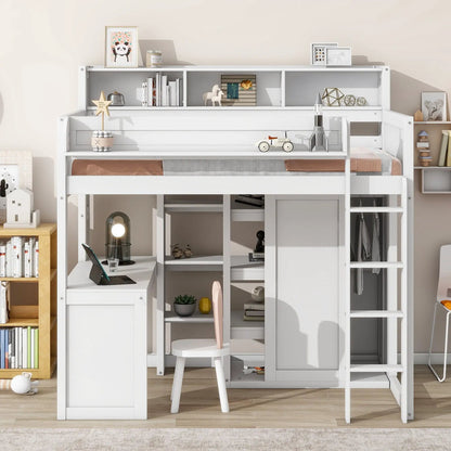Loft Bed with Built in Desk and Wardrobe