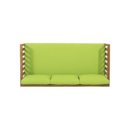 Claremont 3 Seater Daybed in teak acacia with lime cushions by HouseOfZazla on Tampa Home & Garden Store