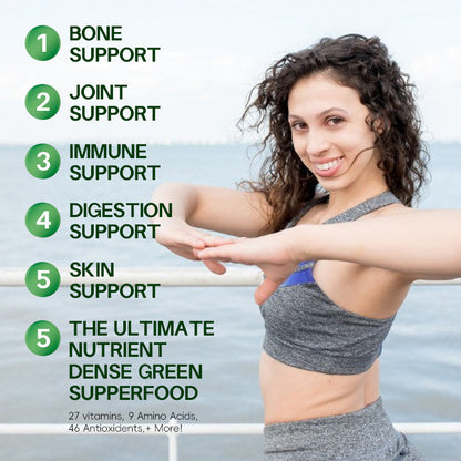 Perfecsy Moringa Leaf Capsules promo with a woman in gray athletic wear by water; benefit bullets on Tampa Home & Garden Store
