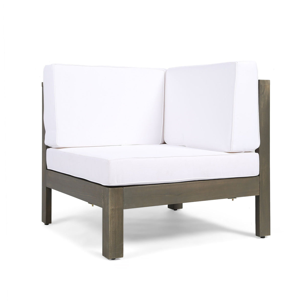 Oana 2-person outdoor loveseat with white cushions and acacia wood frame by HouseOfZazla on Tampa Home & Garden Store