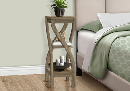 Accent table by Unique Piece Furniture: square rustic wood, curved legs, plant on top on Tampa Home & Garden Store