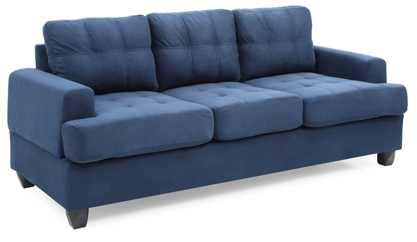 Sandridge sofa by Unique Piece Furniture, blue tufted stationary three-seat on Tampa Home & Garden Store