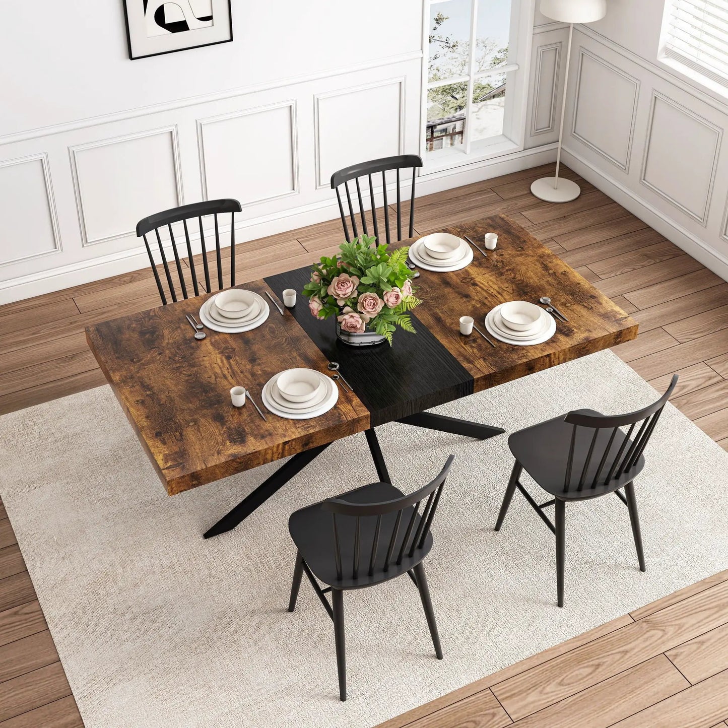 Retro Stretch Dining Table With Embossed Plate