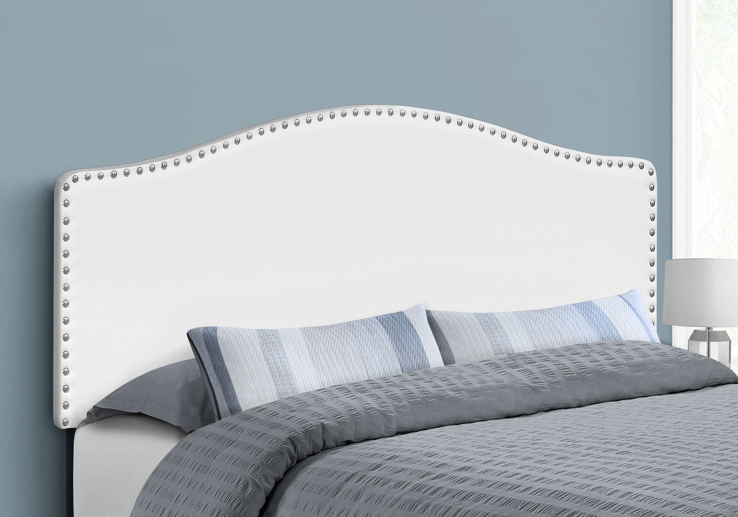 Modern White Arched Queen Upholstered Headboard