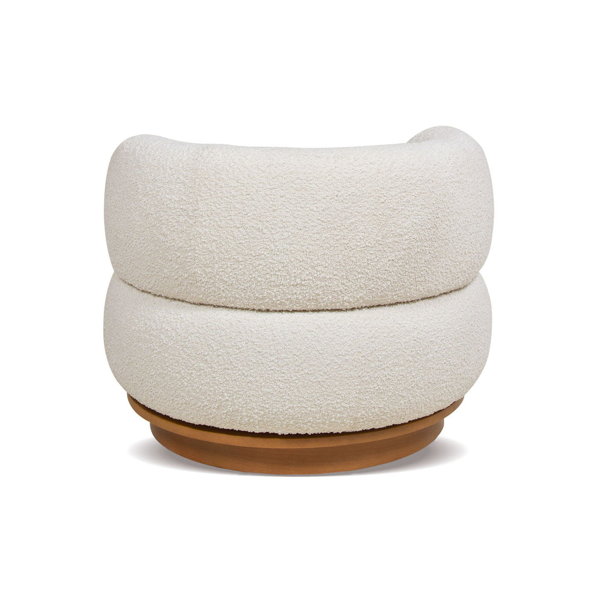 Ivory white boucle swivel chair with barrel back and 360-degree movement, HouseOfZazla on Tampa Home & Garden Store