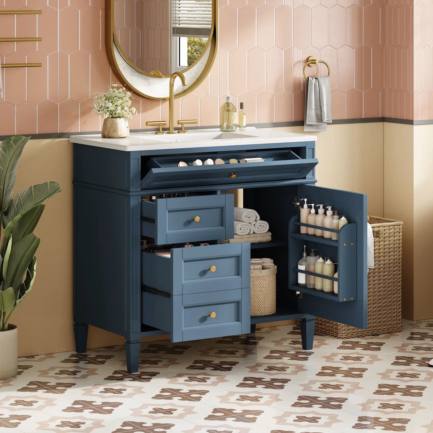 Bathroom Vanity With Top Sink and 2 Drawers