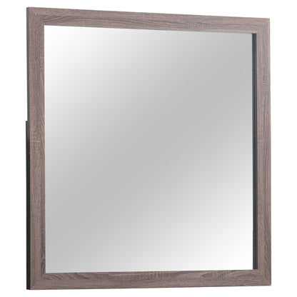 Geary Slatted Headboard Panel mirror in rustic brown wood frame by HouseOfZazla on Tampa Home & Garden Store