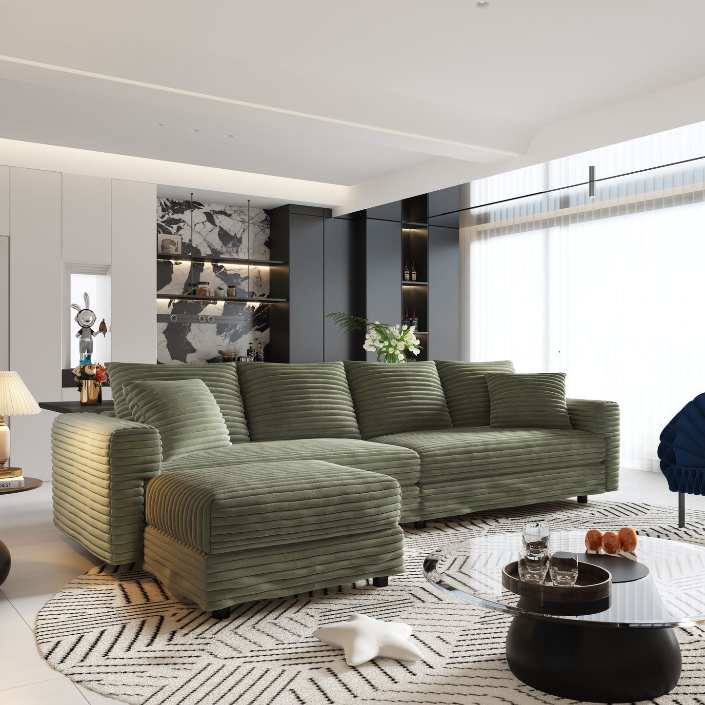 Convertible Sofa With Deep Seat and Pillows