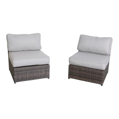 Stylish Modular Wicker Patio Seating Group with 2 chairs and light gray cushions brown base on Tampa Home & Garden Store
