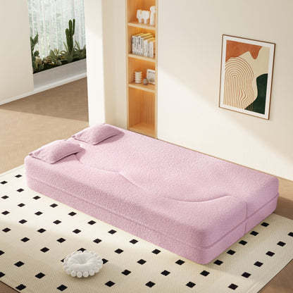 Modern Floor Sleeper Sofa Bed And Two Pillows
