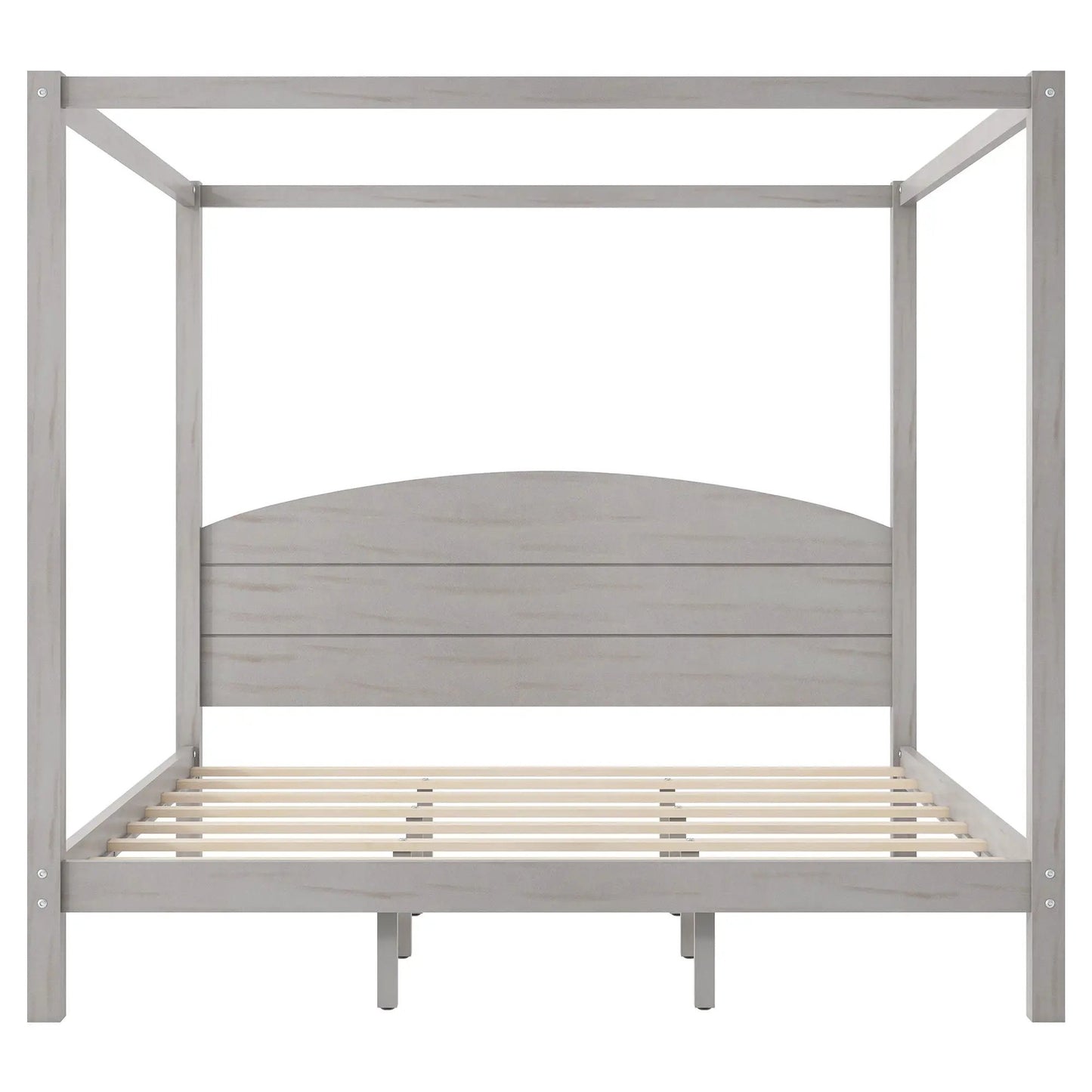 Anopy platform bed with headboard and canopy posts in light gray wood finish on Tampa Home & Garden Store