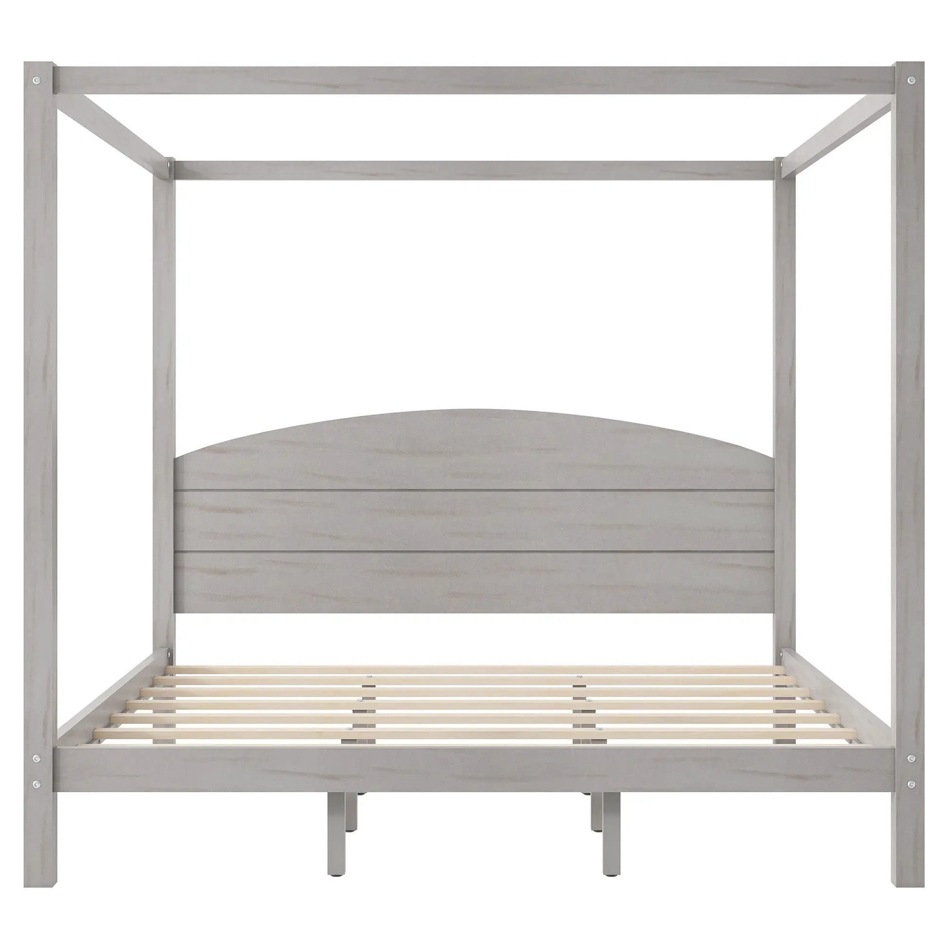 Anopy platform bed with headboard and canopy posts in light gray wood finish on Tampa Home & Garden Store