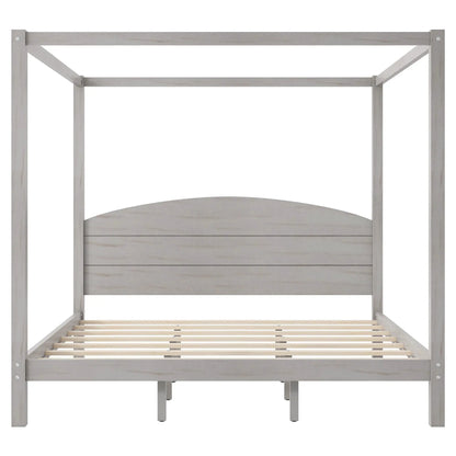 Anopy platform bed with headboard and canopy posts in light gray wood finish on Tampa Home & Garden Store