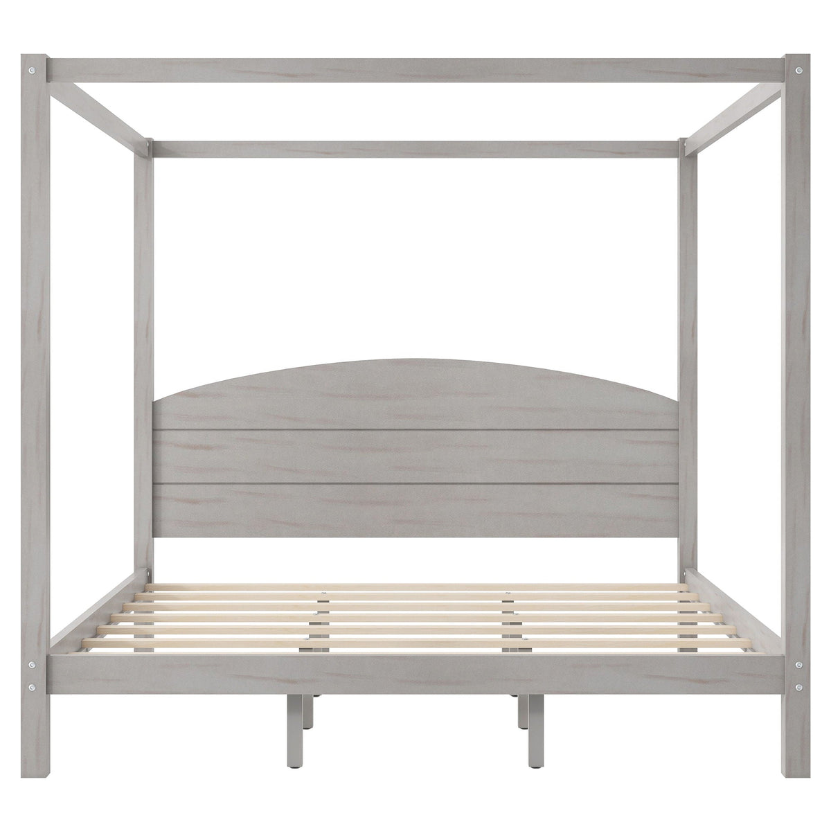 Canopy Platform Bed HouseOfZazla with headboard and support legs in graywashed wood on Tampa Home & Garden Store