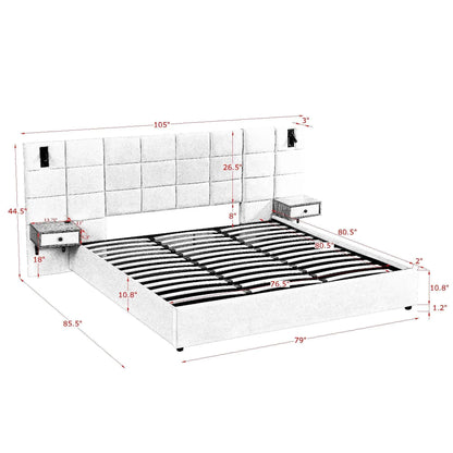 Upholstered hydraulic platform bed with tufted headboard storage shelves and nightstands on Tampa Home & Garden Store