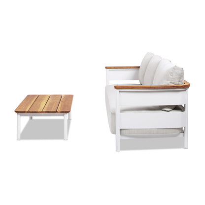 Rhodes 2pc Teak and Aluminum Outdoor Sofa Set