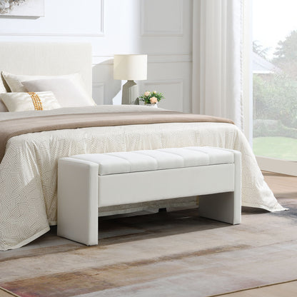 Modern Upholstered Bed End Bench with Storage