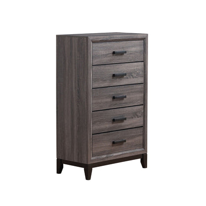 Mirage accent chest with five drawers in dark gray wood finish, black drawer pulls, tapered legs on Tampa Home & Garden Store