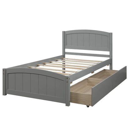 Platform Bed and Headboard With Footboard Slats