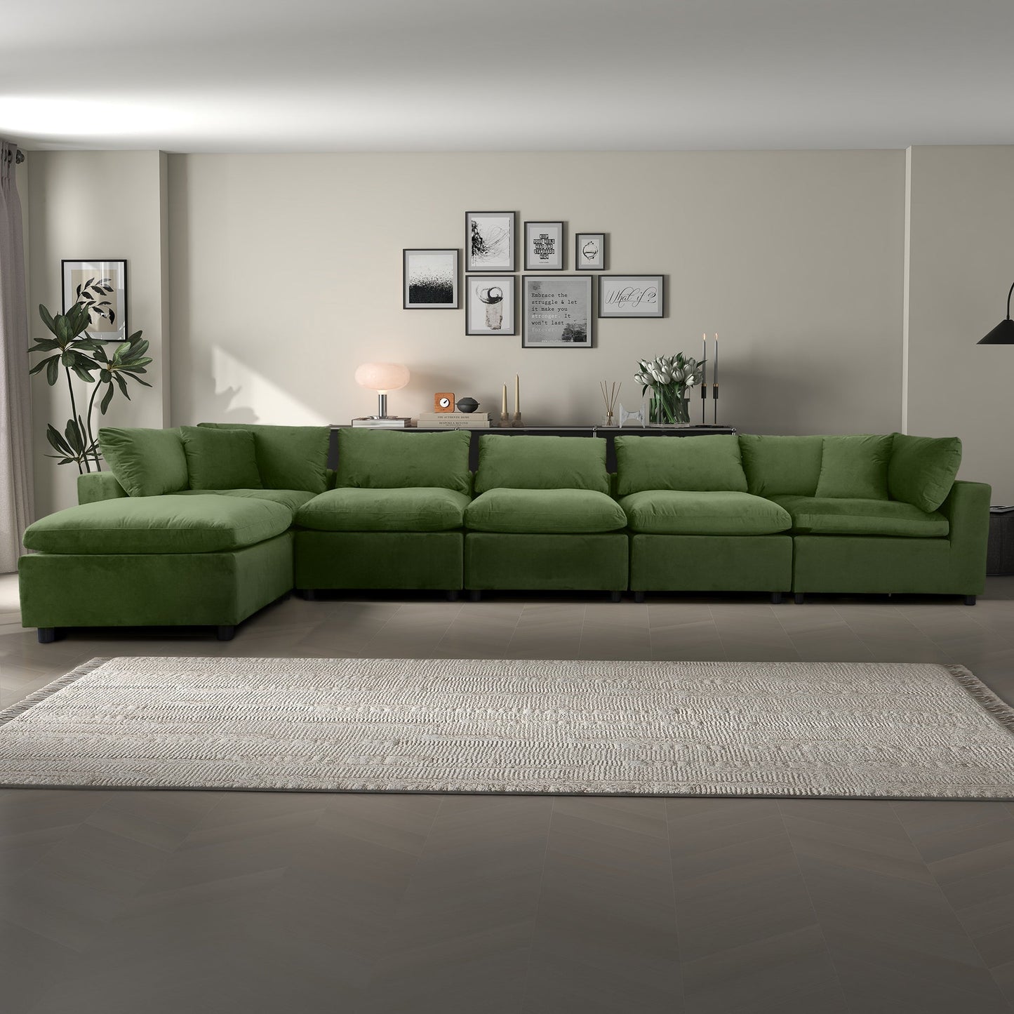Hayward Olive Sectional Sofa by HouseOfZazla in olive green fabric on Tampa Home & Garden Store