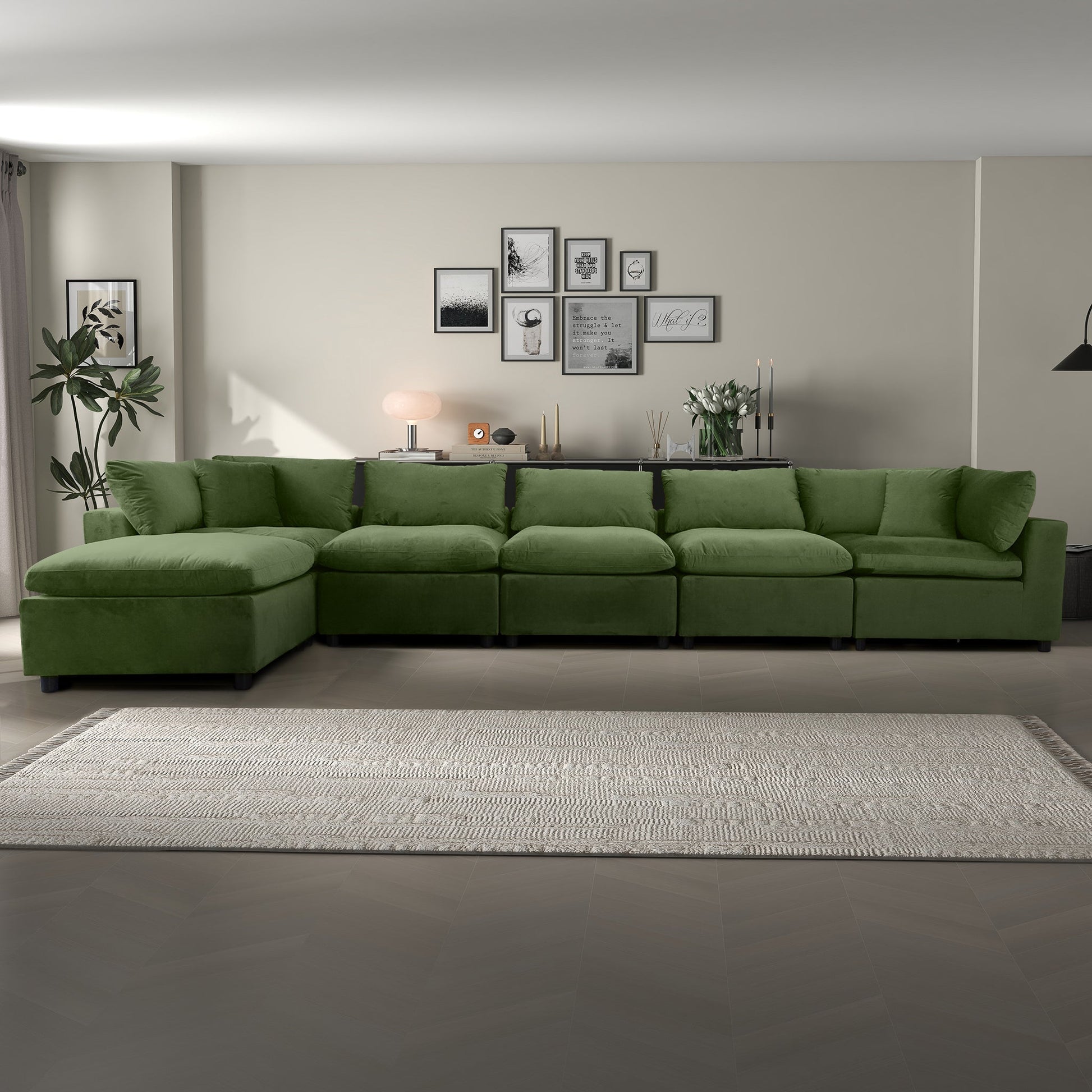 Hayward Olive Sectional Sofa by HouseOfZazla in olive green fabric on Tampa Home & Garden Store