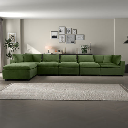 Hayward Olive Sectional Sofa by HouseOfZazla in olive green fabric on Tampa Home & Garden Store