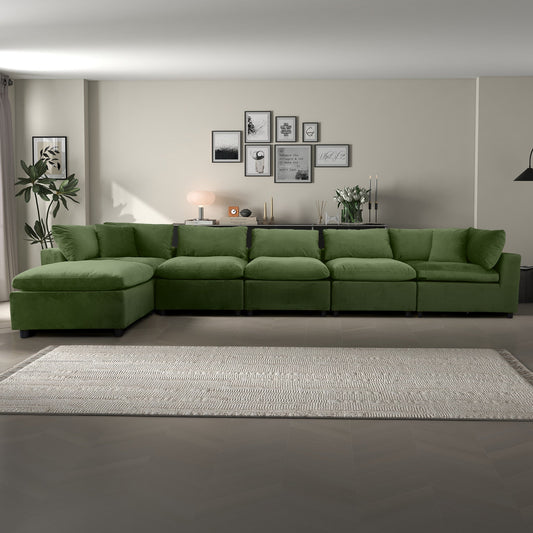 Hayward Olive Sectional Sofa by HouseOfZazla in olive green fabric on Tampa Home & Garden Store