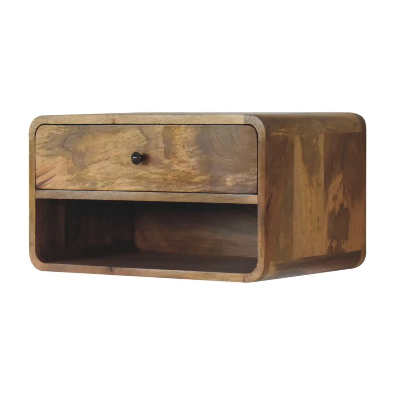 Curve Upper Slot Floating Nightstand with Drawer