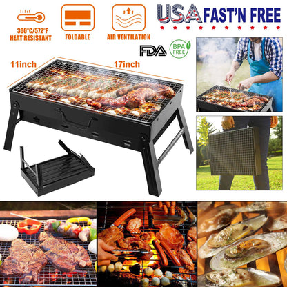 GemGear portable foldable charcoal grill with 11x17 inch cooking surface and foldable legs on Tampa Home & Garden Store