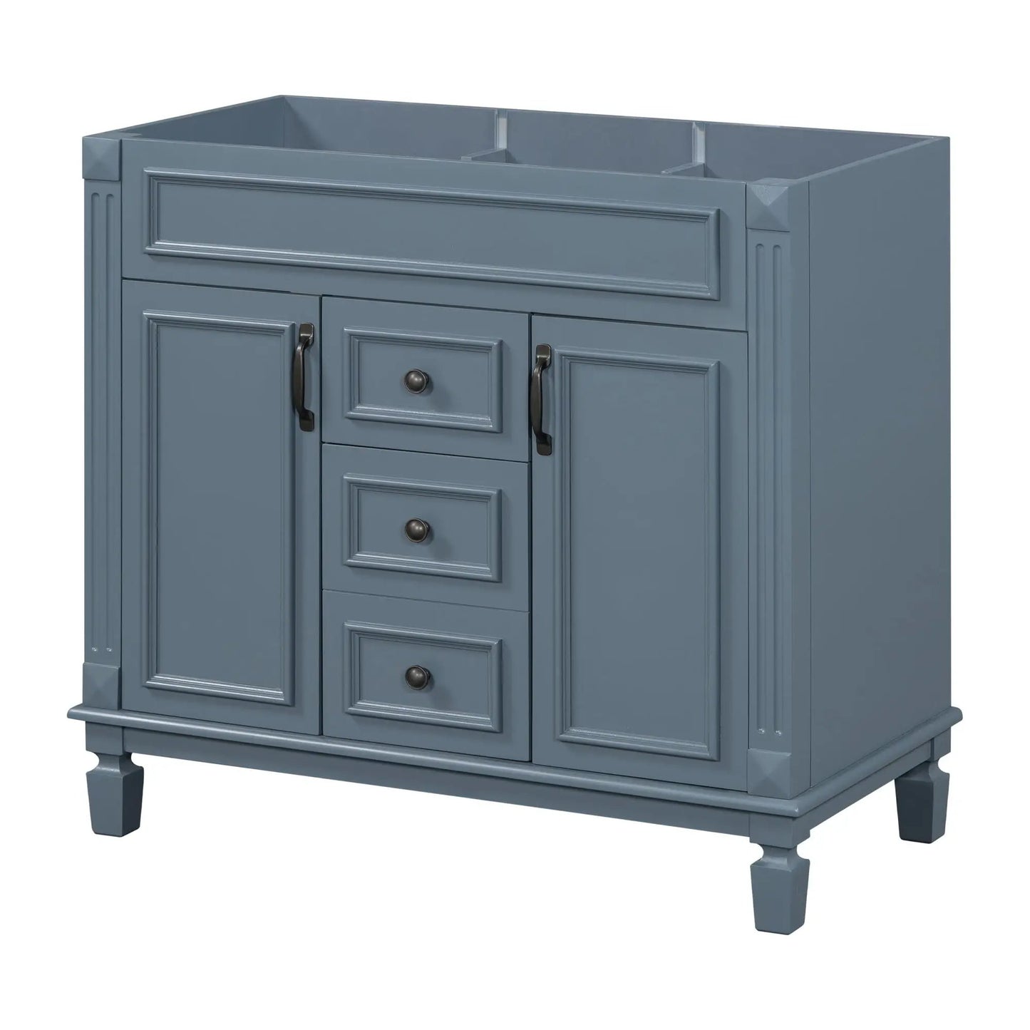 Bathroom vanity base blue-gray with two doors and two drawers by Unique Piece Furniture on Tampa Home & Garden Store