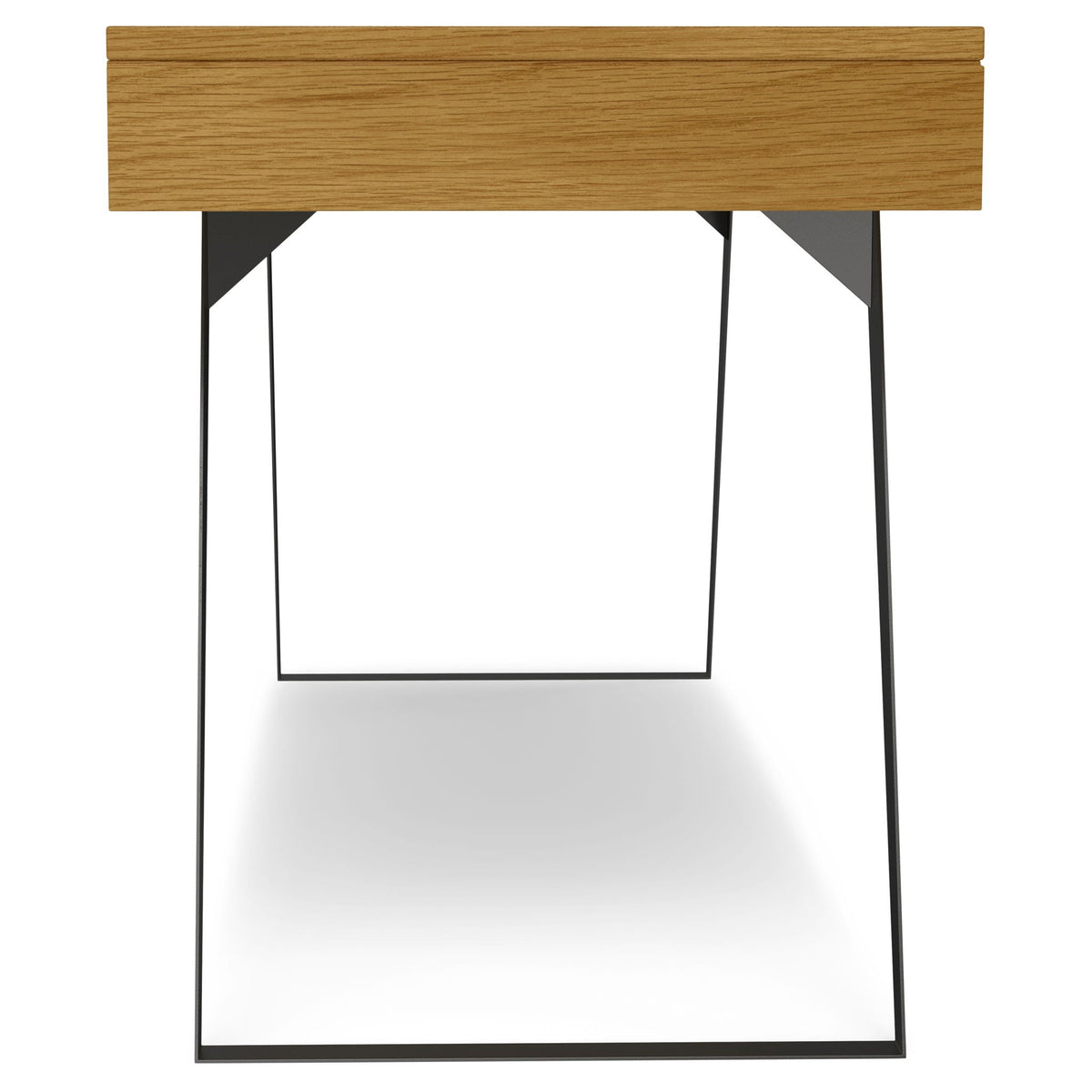 Handcrafted acacia desk with drawer storage, warm golden wood, black metal legs on Tampa Home & Garden Store