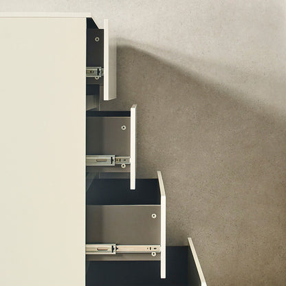 Contemporary wood accent chest with soft-closing drawers, white finish and metal drawer slides on Tampa Home & Garden Store
