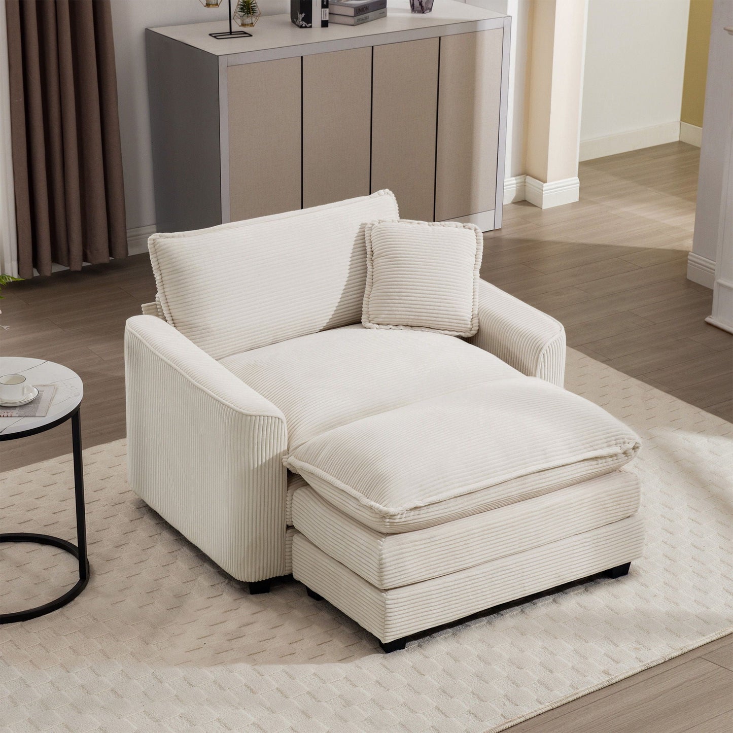 Classic Modern Deep Seat Chair and Footstool Set