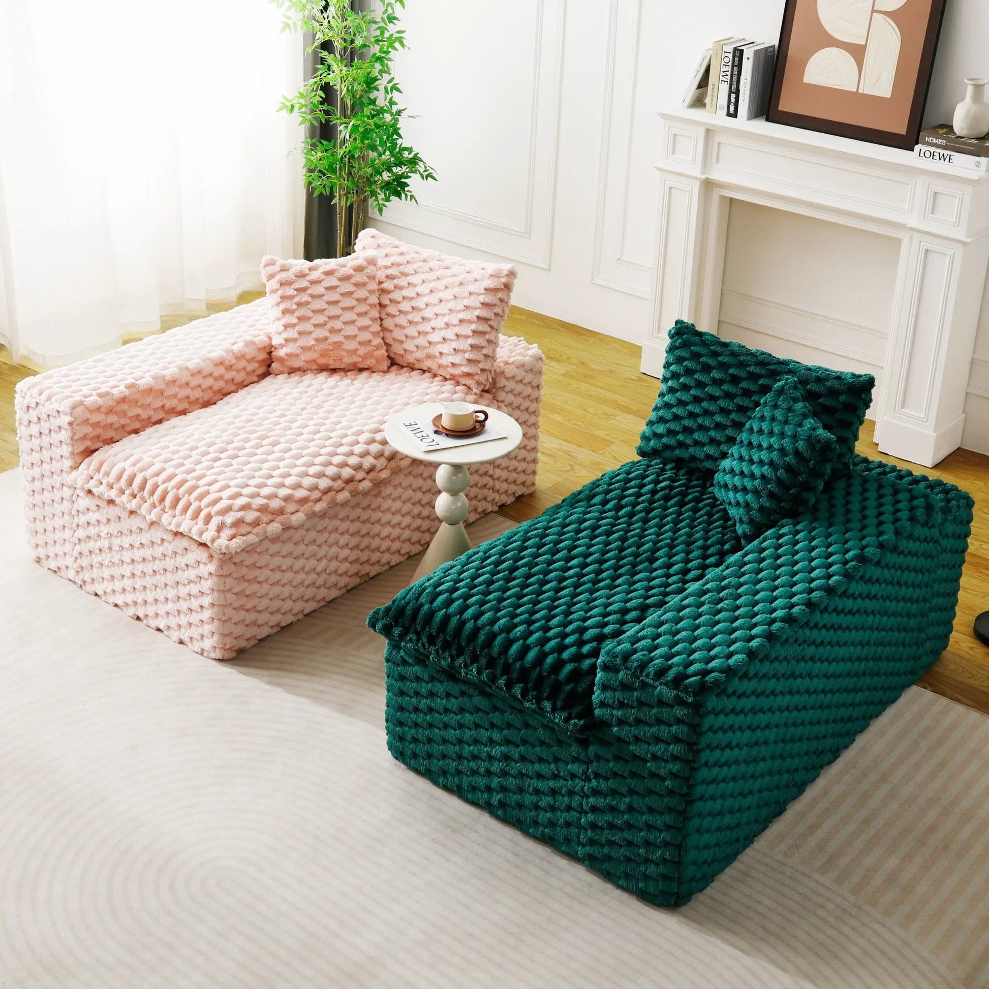Luxury Multifunctional Sofa For Living Room pink and teal knit, cozy lounge seating on Tampa Home & Garden Store