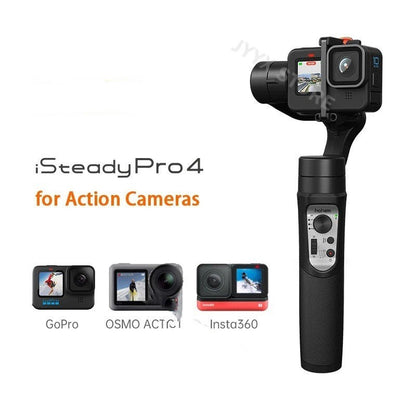 iSteadyPro4 handheld gimbal for action cameras with LCD panel; black grip GoPro/OSMO, 3 cams on Tampa Home & Garden Store